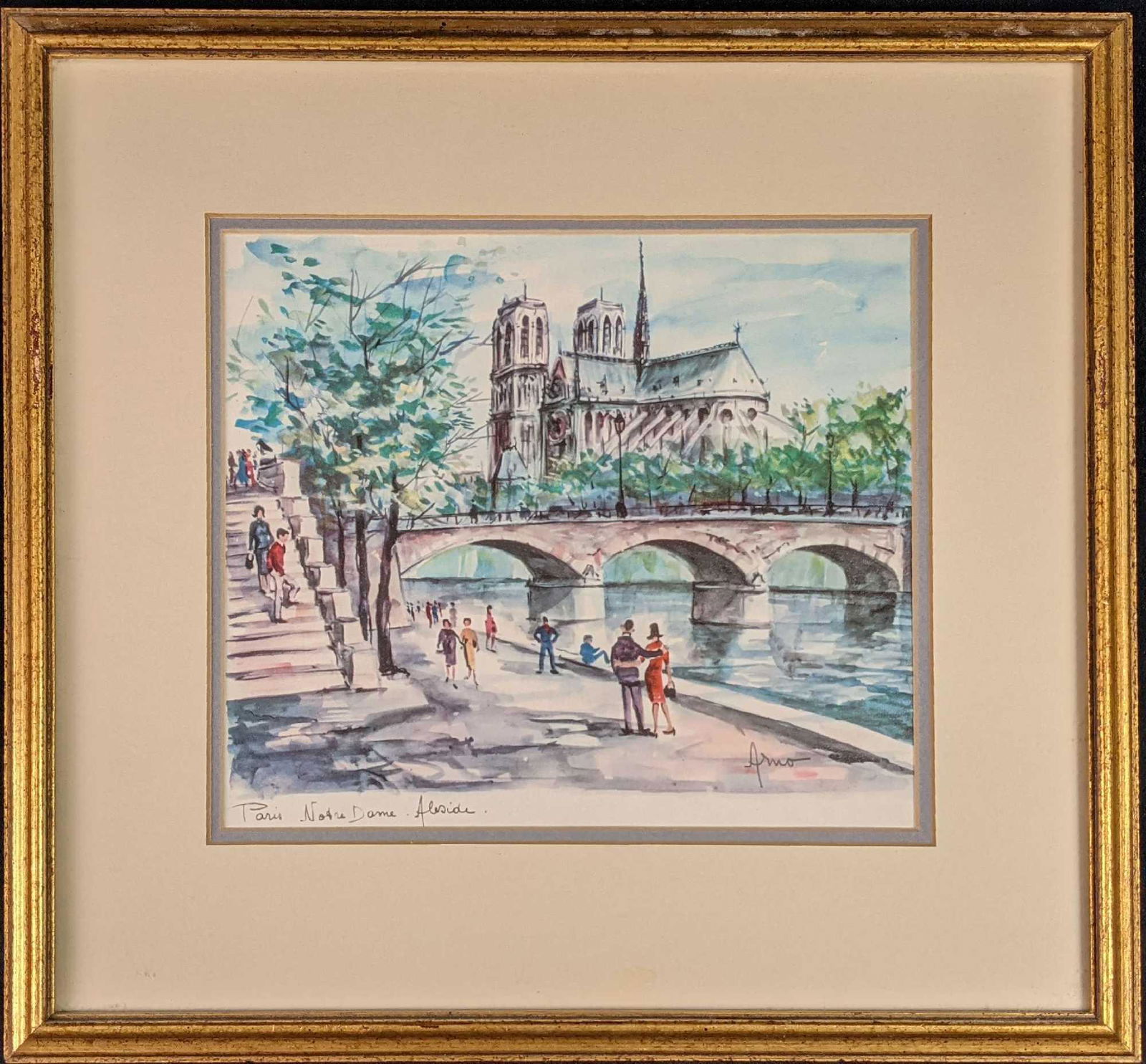 Vintage Paris Notre Dame Alside Watercolor Print By (1 of 6)