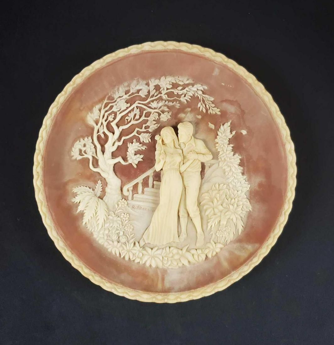The Kiss Carved Incolay Stone by Roger Akers.: From the Coleridge Edition of the Romantic Poets Collection this skillfully crafted solid Incolay stone titled: "The Kiss" is by Roger Akersâ€‹â€‹â€‹â€‹. In great condition with a 