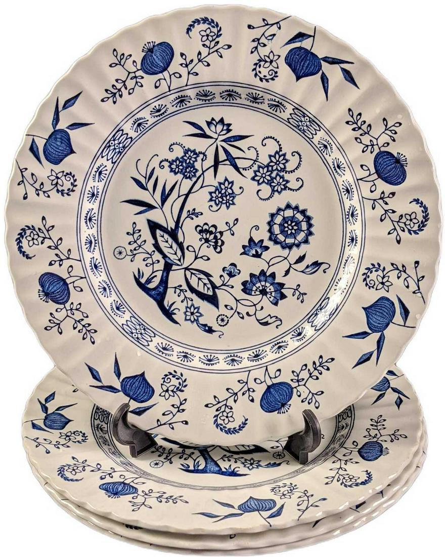 4 Retired Blue Nordic By Meakin J & G Dinner Plates (1 of 4)