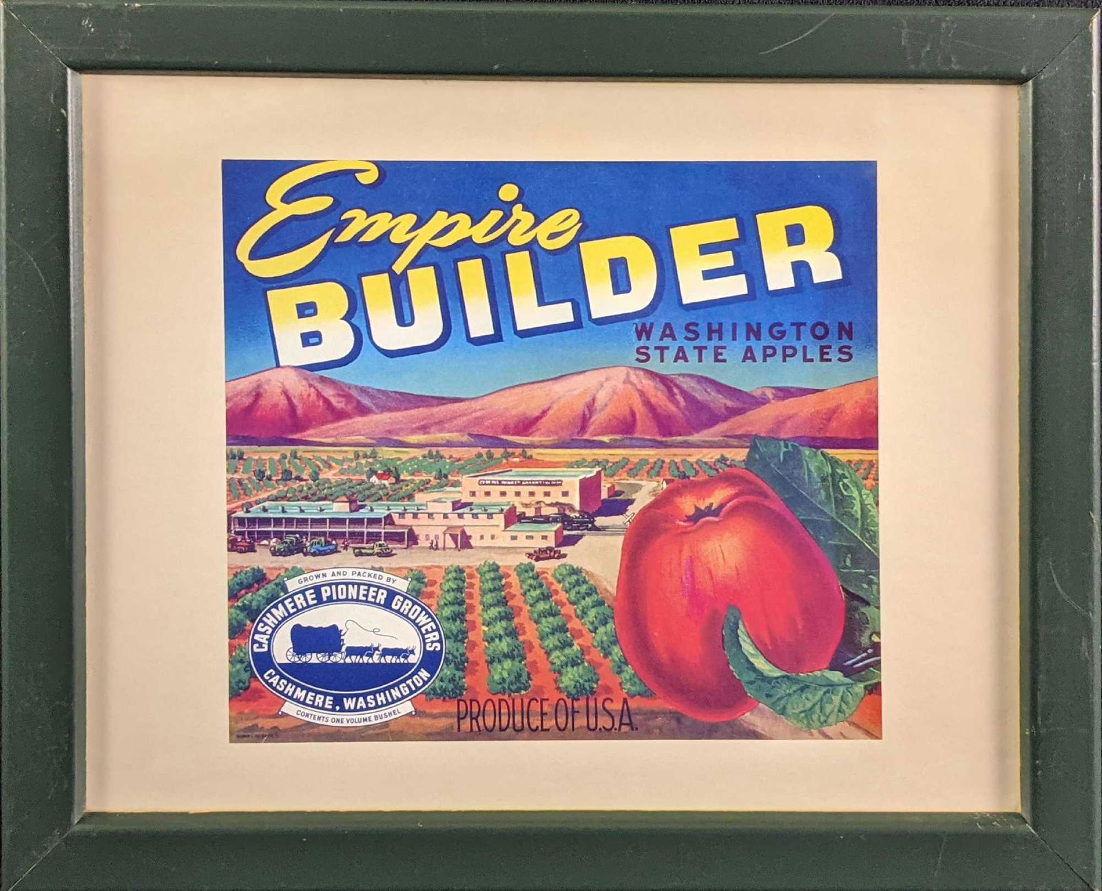 Vintage Framed Empire Builder Apple Label 1940s (1 of 4)