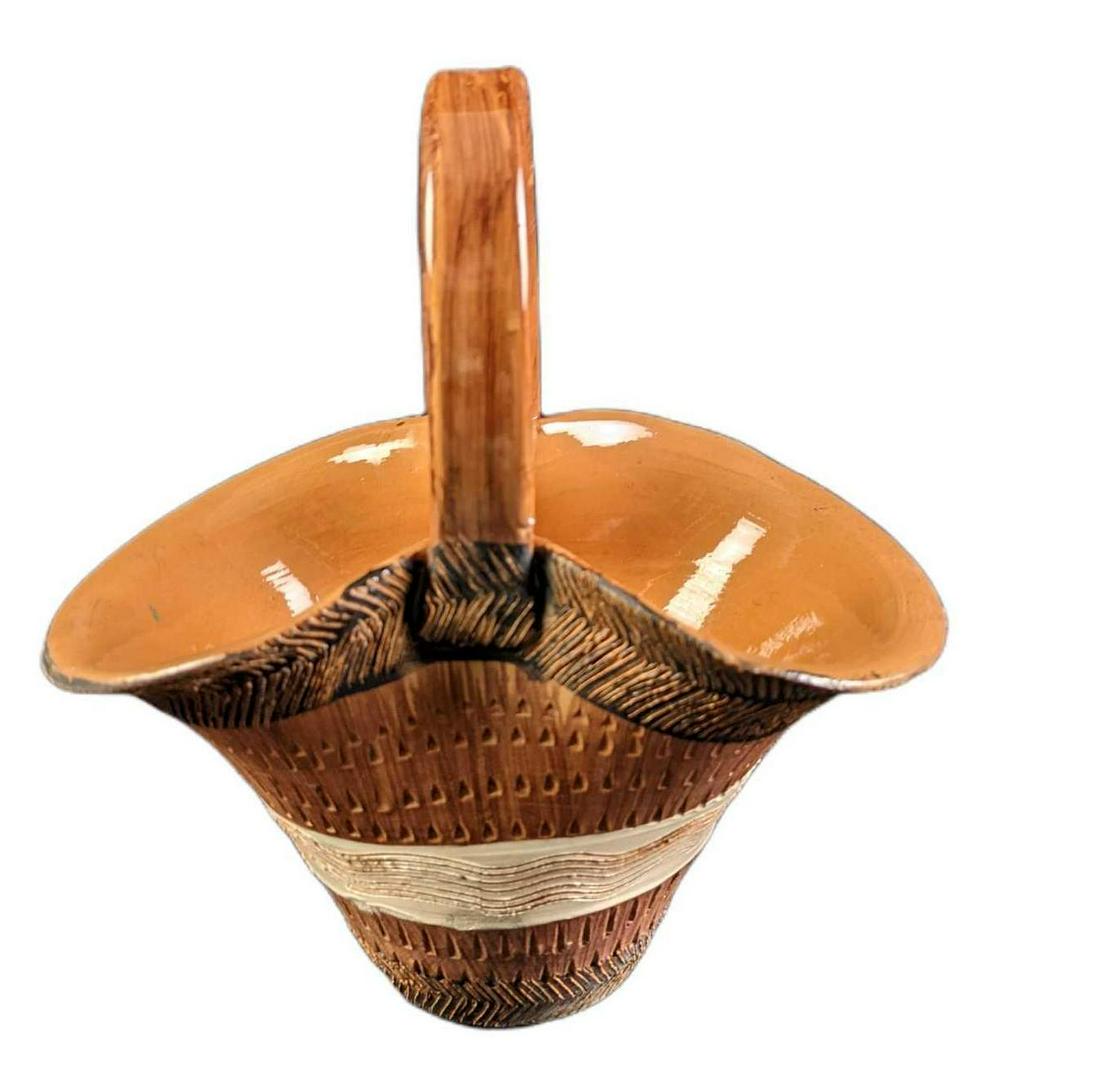 Vintage Ceramic Hand Painted Basket Vase (1 of 6)