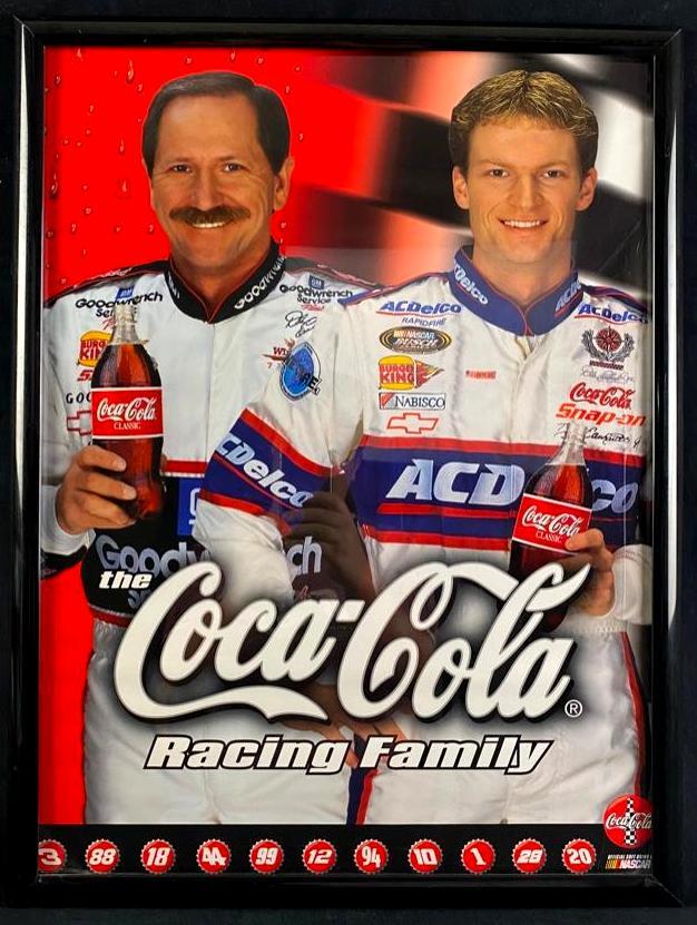 Dale Earnhardt & Jr. Rare 1999 Coca-Cola Poster: Dale Earnhardt & Jr. Rare 1999 Coca-Cola Poster 1999 Coca-Cola "Racing Family" poster featuring Dale Earnhardt & Dale Earnhardt Jr. Very rare poster, from the end of a long career tragically cut short