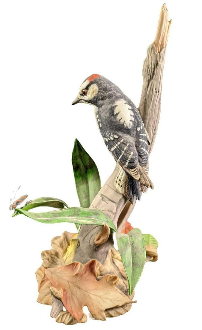 LE Downy Woodpecker Porcelain Bird Figurine (1 of 10)
