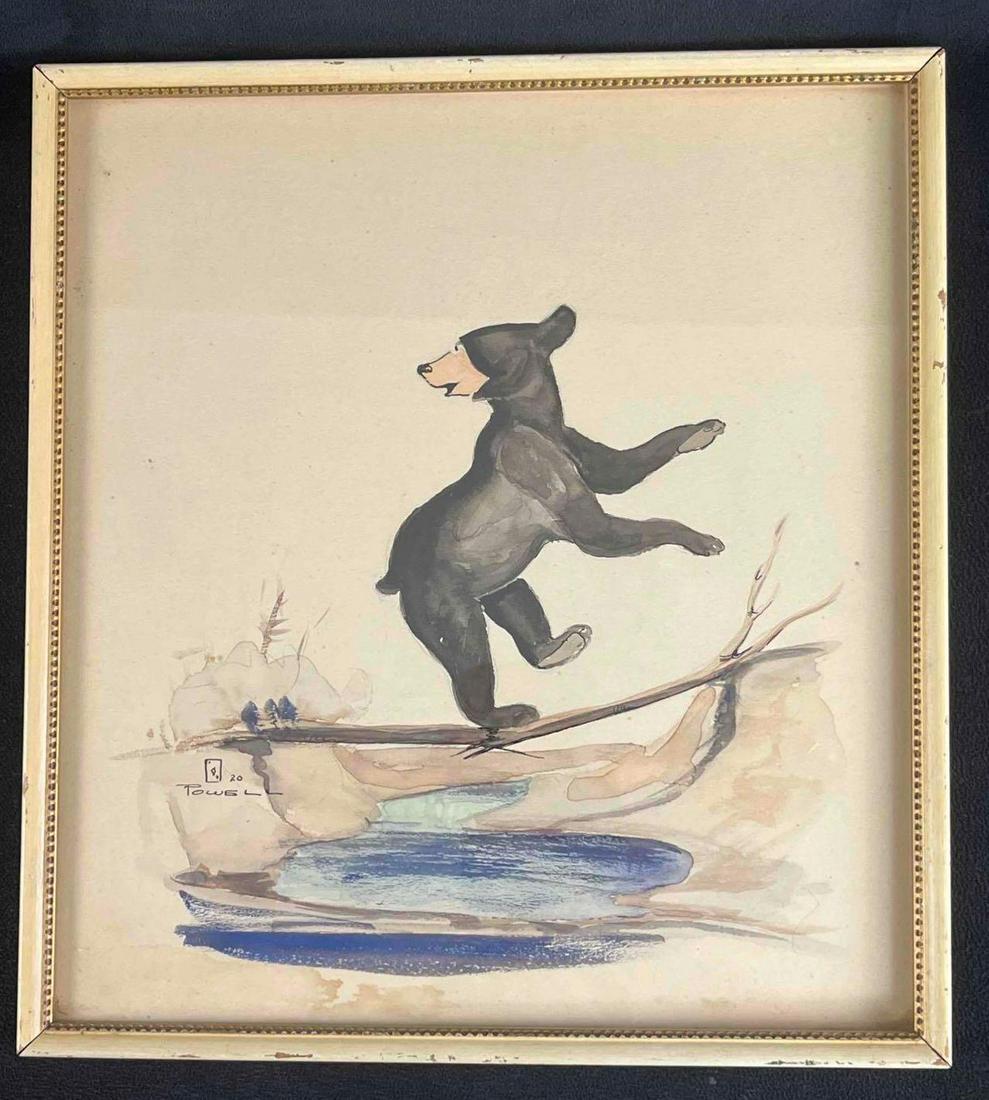 Lot of Two Watercolor Cub Paintings Bear Painting (1 of 11)