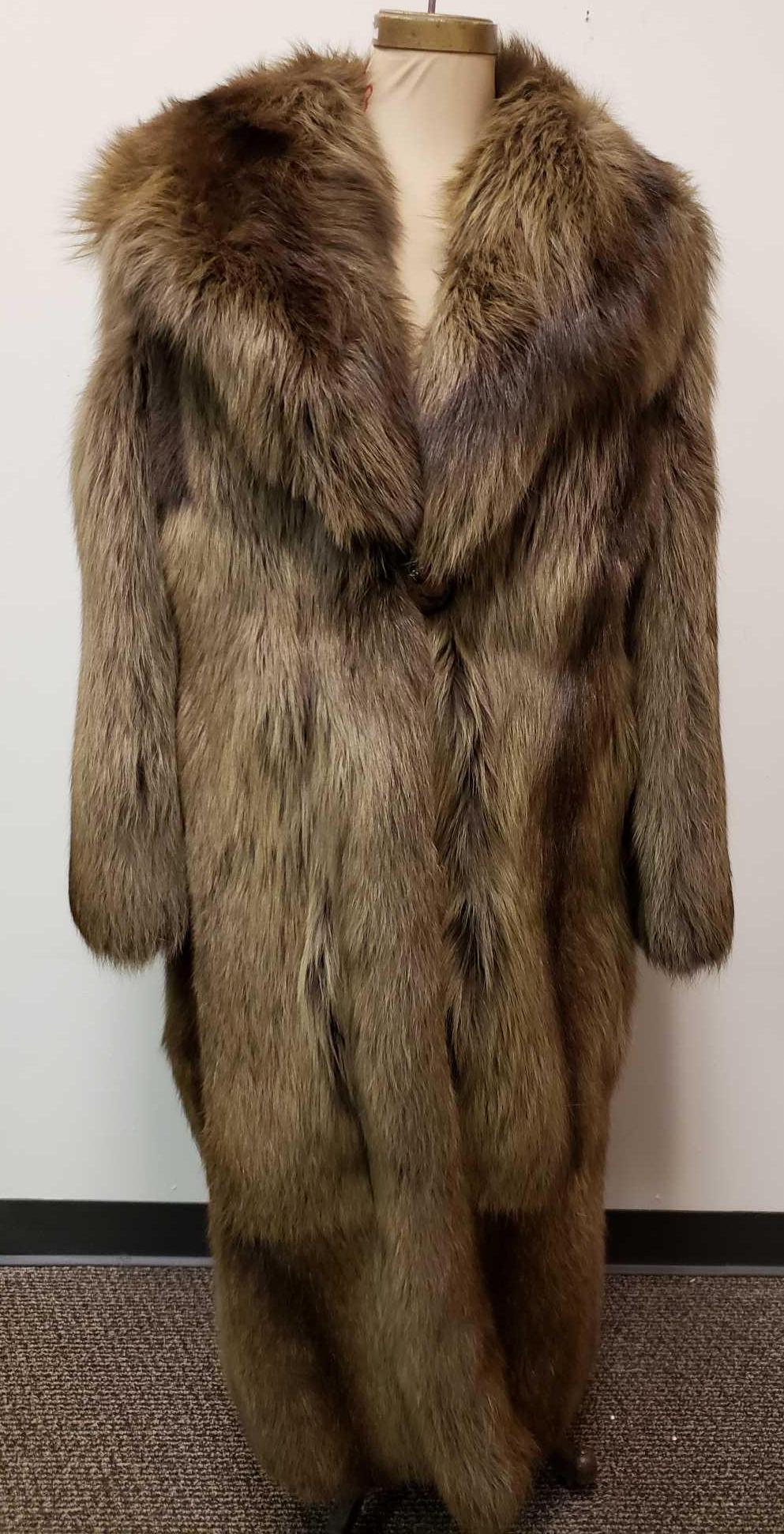 Brown Dyed Fox Full Length Fur Coat (1 of 6)