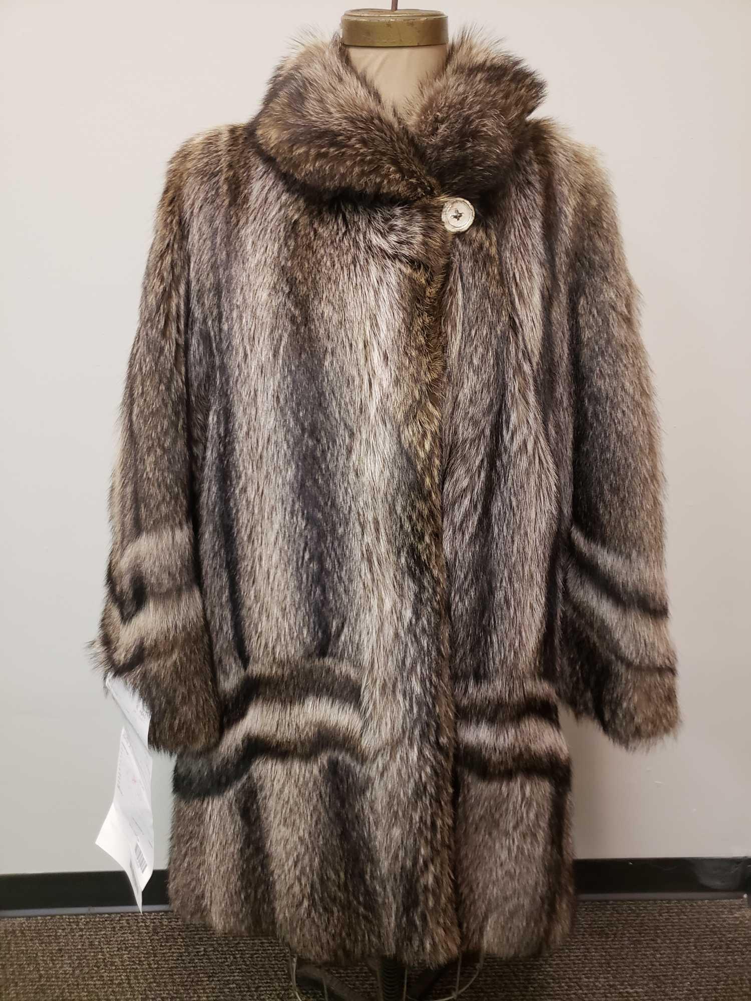 Flemington Furs Mid Length Raccoon Fur Coat (1 of 7)