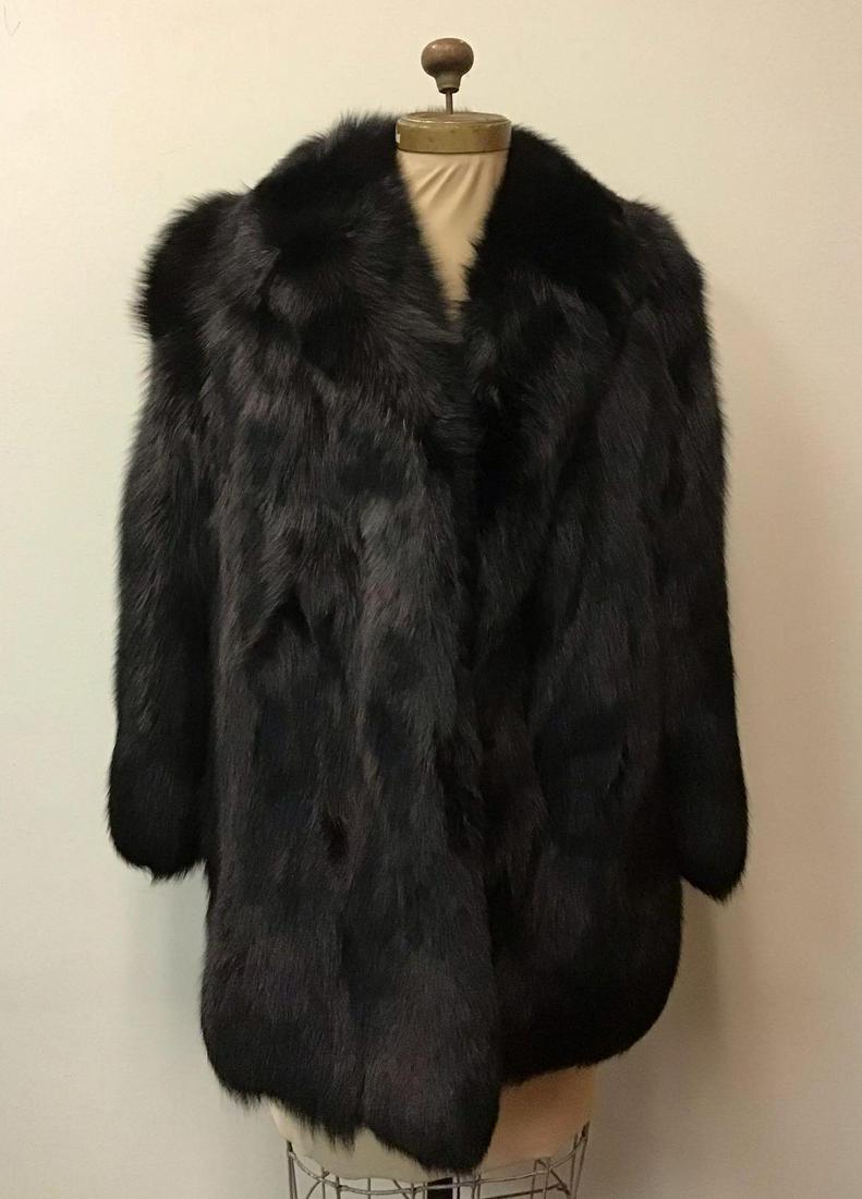 Black Fox Fur Jacket Coat Vintage Fashion (1 of 6)