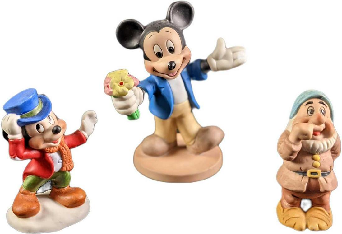 Three Disney Mickey Mouse Sneezy Porcelain FIgures (1 of 9)