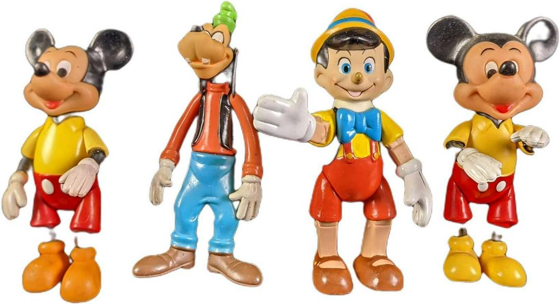 Four Posable Disney Mickey Goofy Pinocchio Figures (1 of 8)
