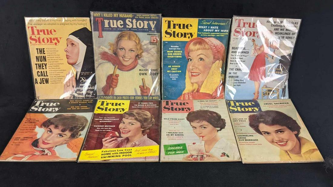 True Story Magazines Vintage Woman's Gossip: True Story Magazines Vintage Woman's Gossip Lot of 8. These magazines are old-time woman's shocking gossip magazines. These are a peek into the past. These are assorted True Story Magazines that have