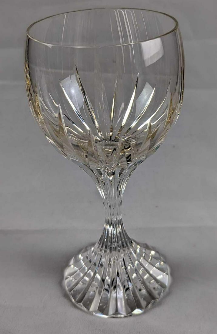 Baccarat Crystal Massena Water Goblet: This, in turn, puts the smoothness of the upper bowl in sharp relief. The intricate detailing gives the Massena glass the appearance of impressive heft, as if it were a modern-day chalice. The polishe