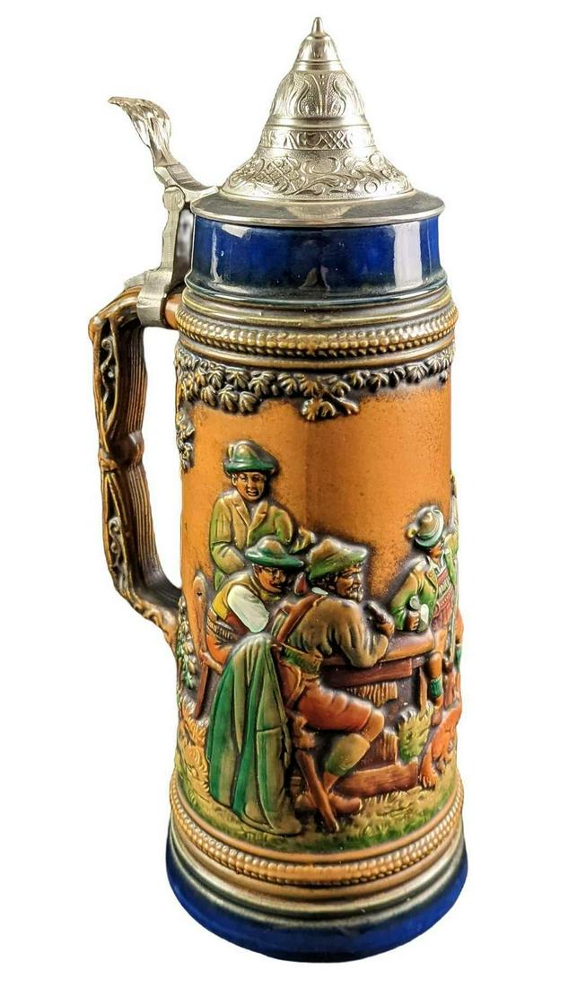 Vintage Gerzit Ceramic & Pewter German Stein W Top (1 of 12)