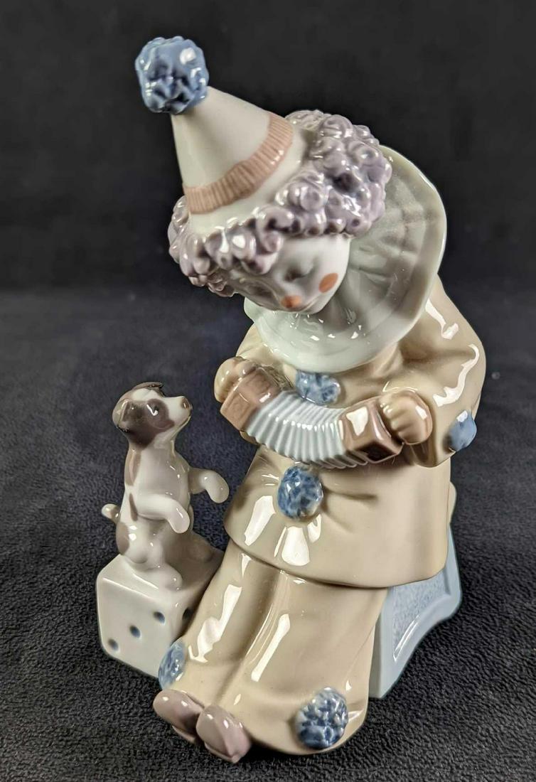 Retired Lladro Pierrot With Concertina FIgurine Clown W Dog (1 of 5)