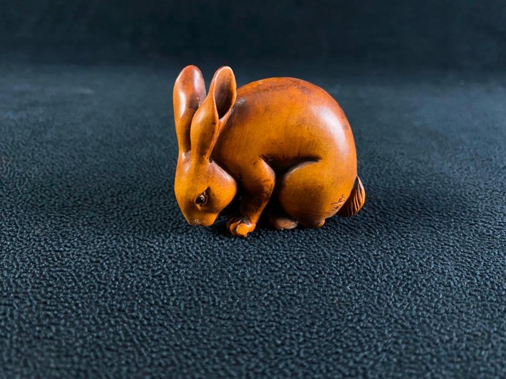 Hand-Carved Wooden Ojime Bead - Rabbit (1 of 4)
