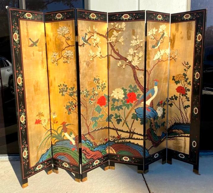 Antique Chinese Lacquer & Gild Folding Screen (1 of 10)
