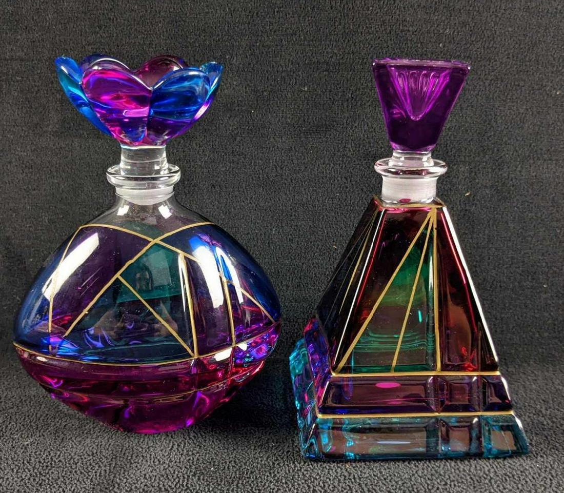 Set Of Two Vintage Purple Murano Perfume Bottles (1 of 10)