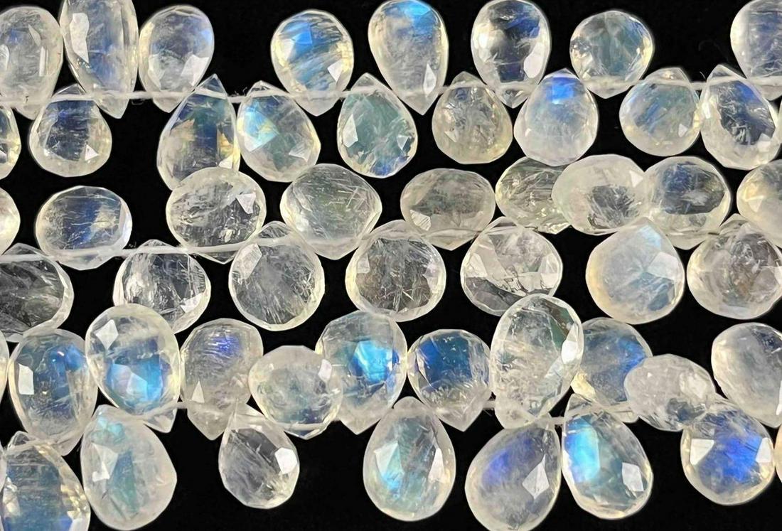 Moonstone Bead Strands (3) Faceted Teardrop Beads (1 of 5)