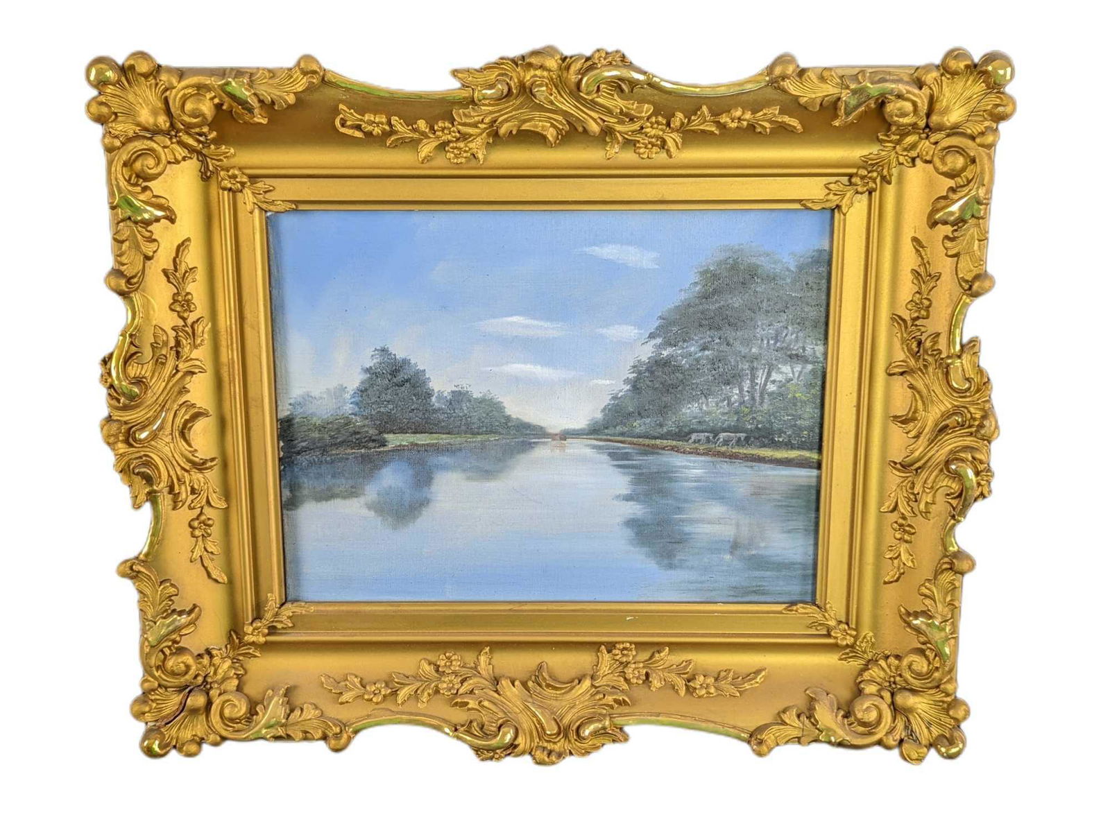 Framed Original Acrylic On Canvas Panel River (1 of 4)