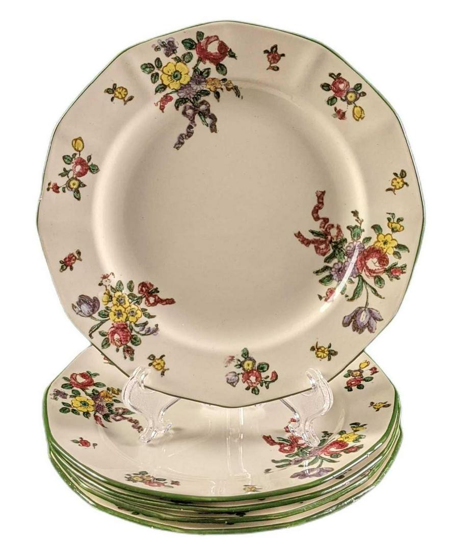 Five Old Leeds Spray By Royal Doulton Fine China Salad Plates (1 of 4)