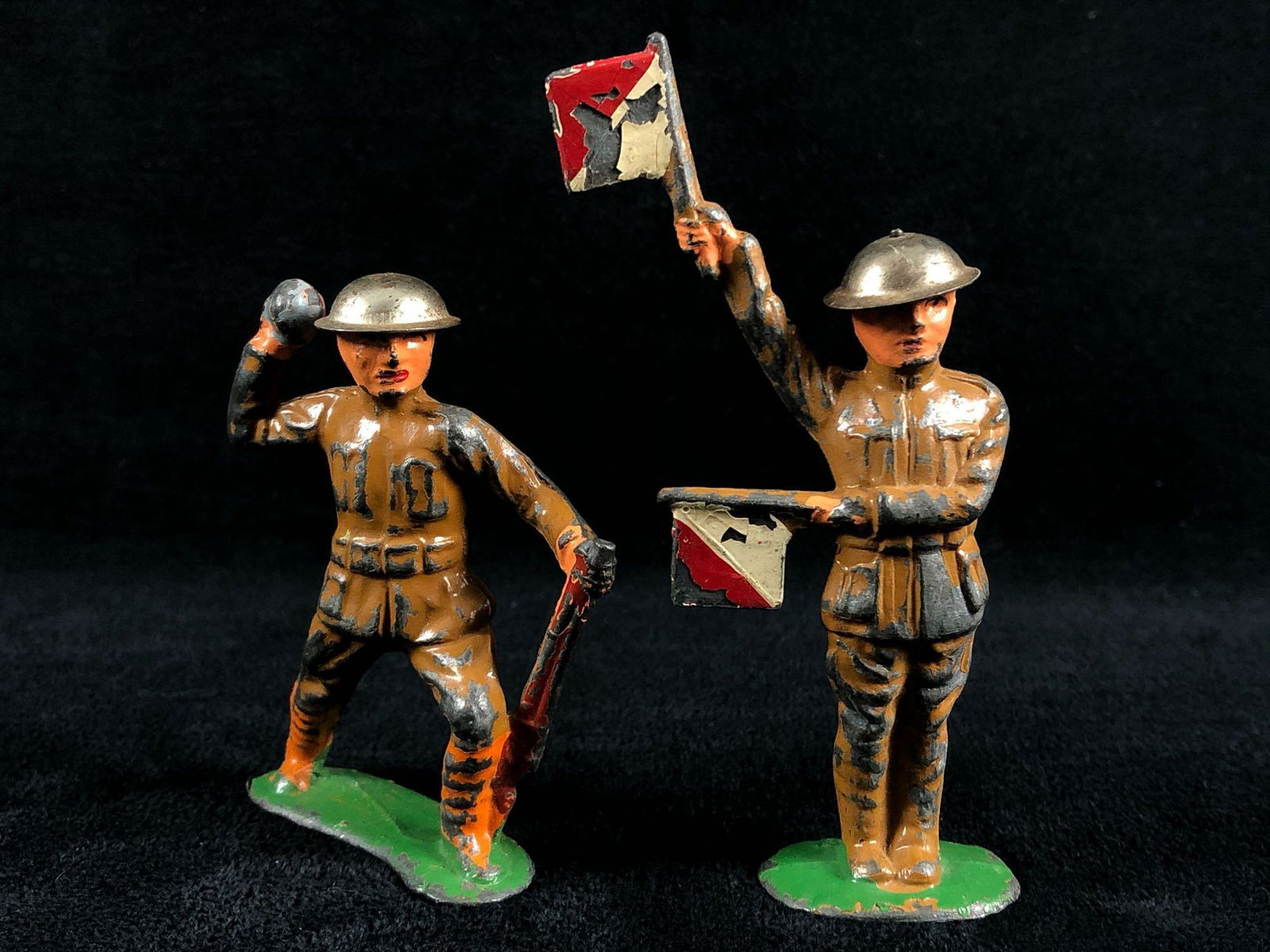 Antique Cast Iron Hand Painted WWII 2" Soldiers Signal Man - Infantry Man (1 of 5)