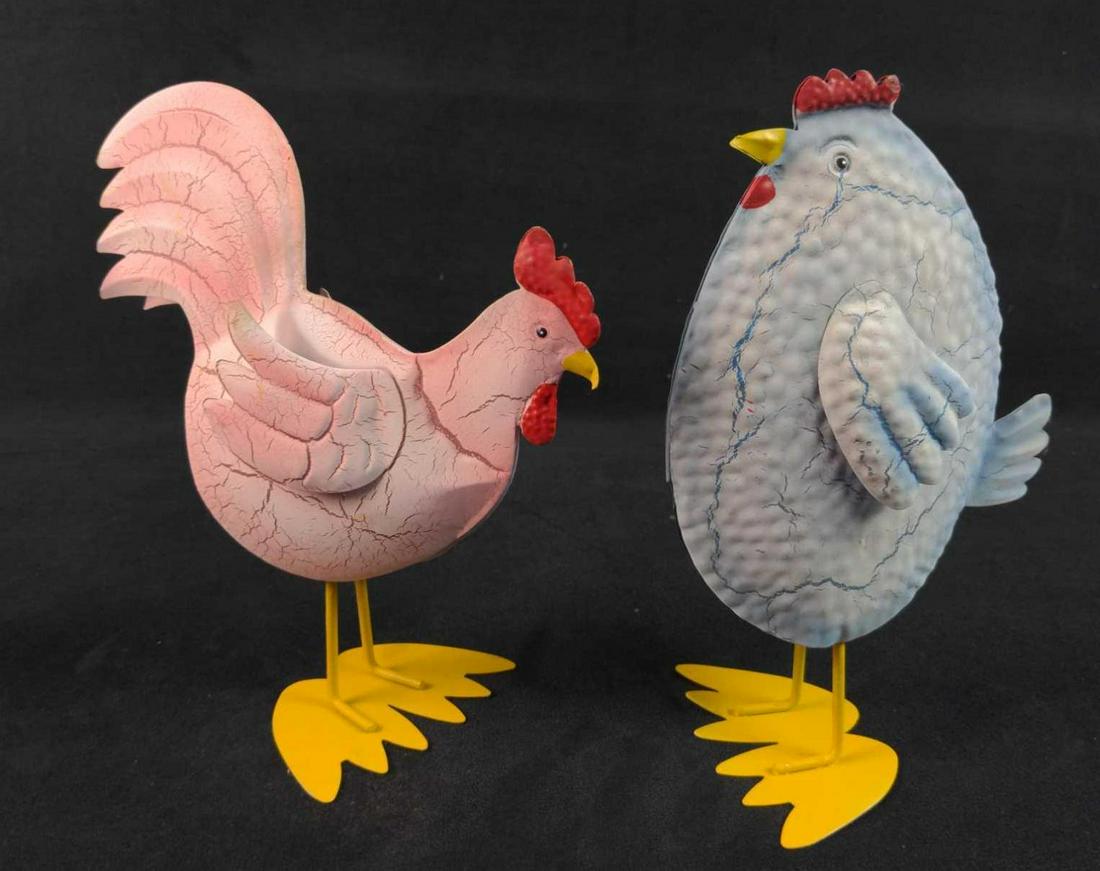 TwoTin Hand Painted Chickens Kitchen Art B (1 of 7)