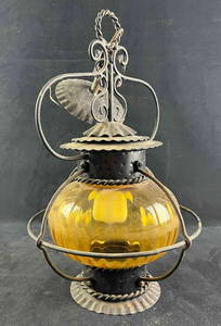 Vintage Amber Glass Globe Lamp