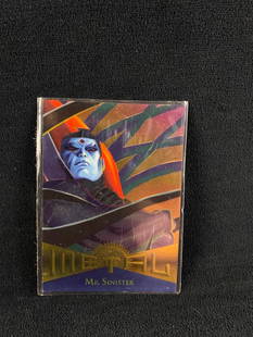 1995 Marvel Metal Blasters Mr. Sinister: 1995 Marvel Metal Blasters Mr. Sinister Very rare Fleer-made Marvel trading card, printed in 1995 featuring Mr. Sinister. This example is in exceptional condition with few, if any minor defects.