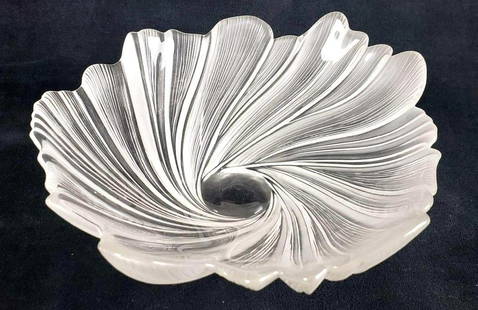 Swirled Frosted Glass Centerpiece Bowl: Swirled Frosted Glass Centerpiece Bowl. This swirled glass bowl is in great used condition. There are no known signs of damage to it such as chips, cracks or other imperfections. The bowl has a light