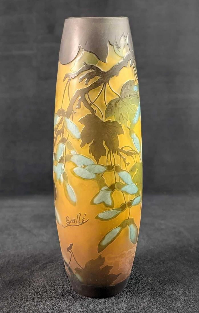 Acid Floral Etched Glass Vase Galle Reproduction (1 of 8)