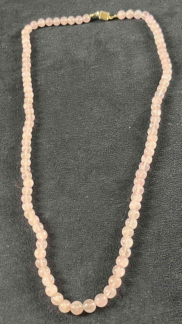 Rose Quartz Beaded Necklace Finished Crystal Quartz (1 of 5)