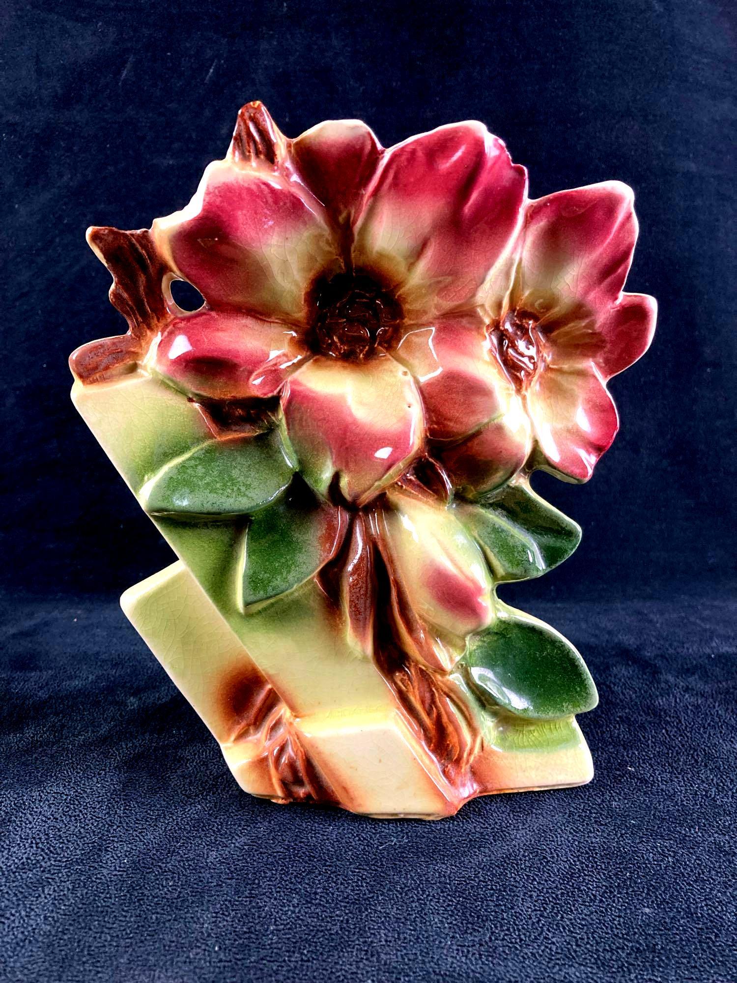 McCoy Glass Flower Designed Vase (1 of 3)