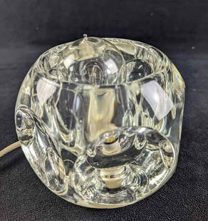 Rare Modern Contemporary Peill Putzler Table Lamp: Beautiful and rare Peill & Putzler TA 14 table lamp. Gorgeous Space Age Design. A round glass body with large concave concavities. The TA14 table lamp manufactured by Peill & Putzler in the 1970s gene