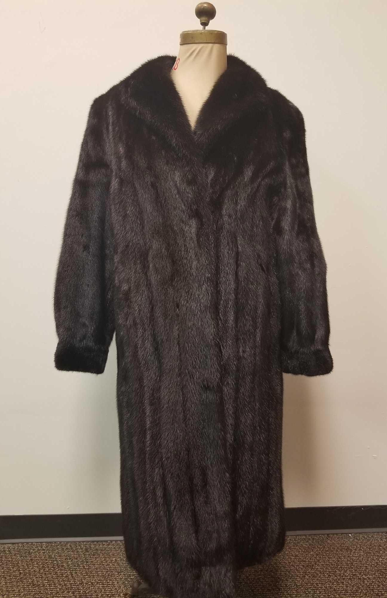 Dark Brown Full Length Mink Fur Coat (1 of 7)