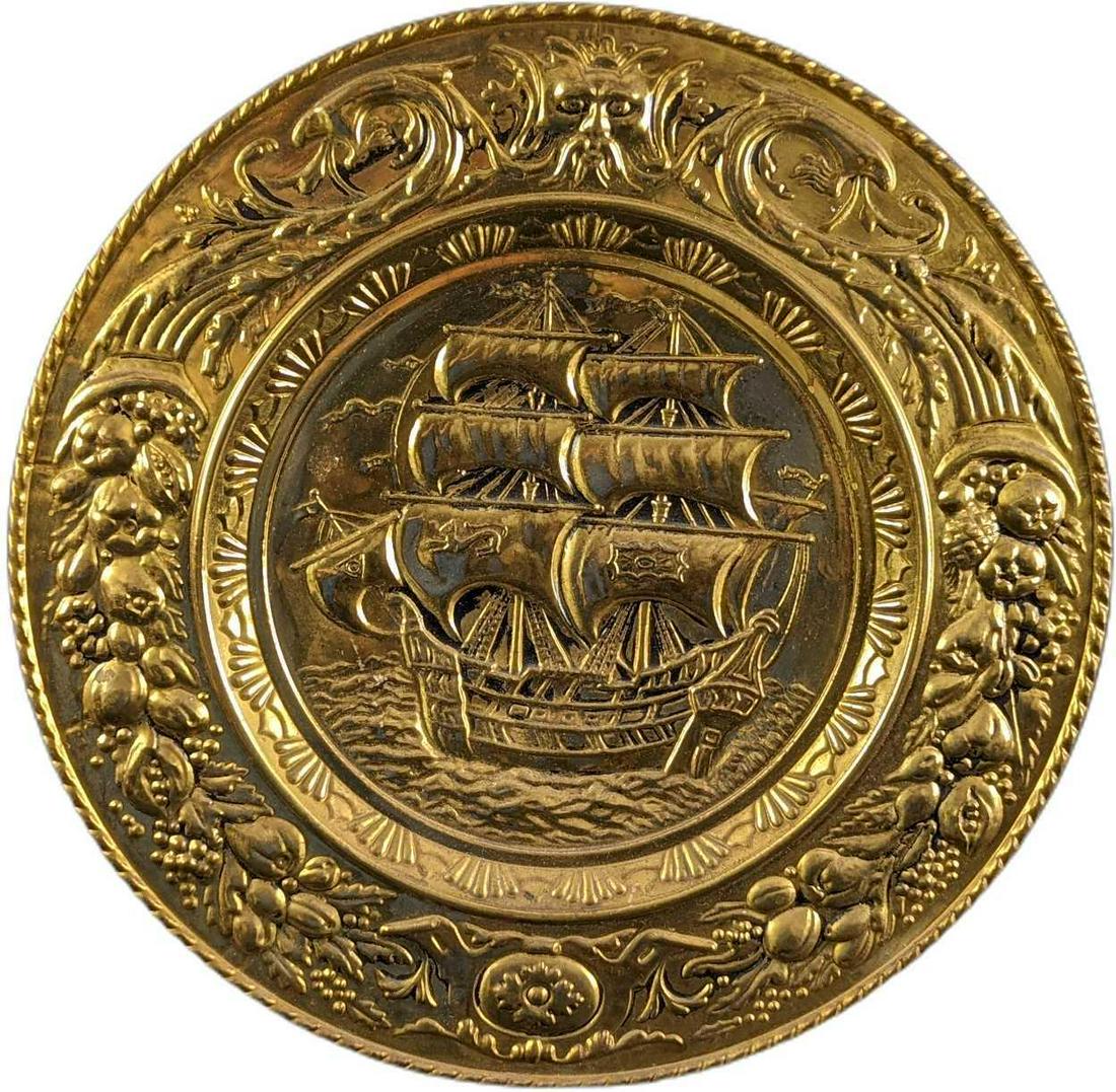 Vintage Brass Nautical Ship Wall Plate Decor (1 of 8)
