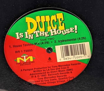 Sealed Duice Is In The House Record With Mixes: Side One - House Techno Mix & Instrumental Side Two - Georgia Funk Mix & Album Version. The Record is approx 12" x 12" and it weighs under one pound at 0.46lb. The record is in a good, unused