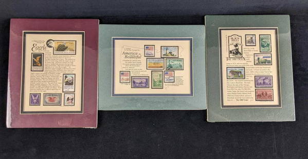 Historical Stamp Posters "A Glimpse Of The Past": Historical Stamp Posters "A Glimpse Of The Past" These are by Jack Rabbit Studio Durango CO and called Stamp Art. This lot comes with three matted posters that are shrink-wrapped. The posters were