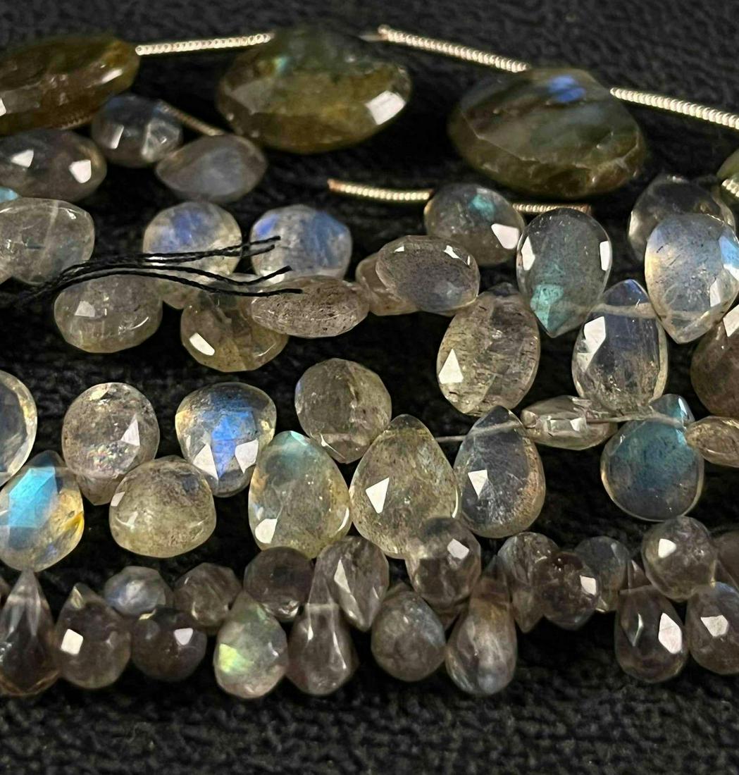 Labradorite Faceted Teardrop Beads Assorted Sizes (1 of 4)