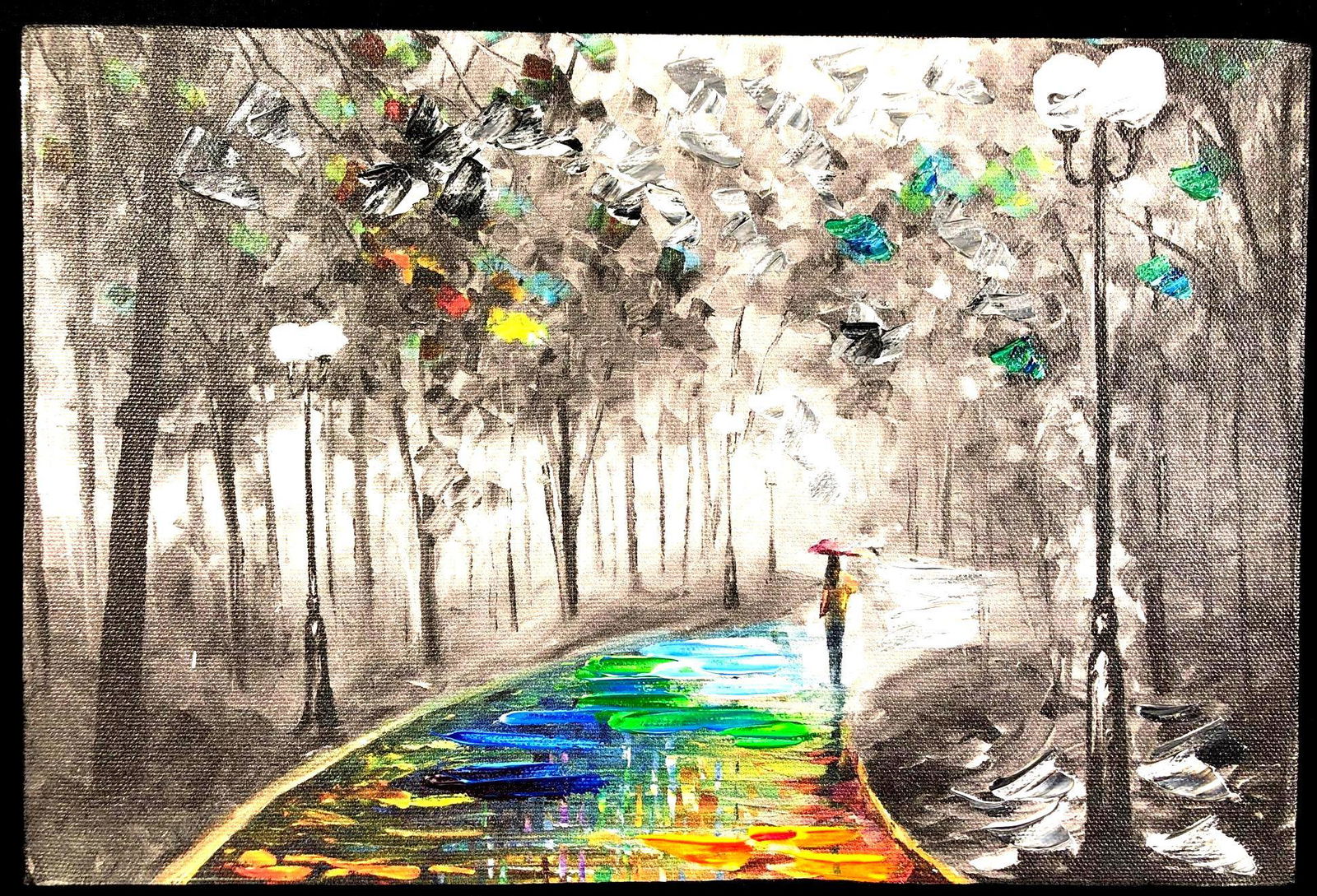 "Fog of Passion" Painting by Leonid Afremov w/ Certificate of Authenticity: Leonid Afremov painting titled "Fog of Passion" created with Limited Edition Giclee and hand embellished with acrylic. Purchased originally by Ronald Hirst. Recent estate find. Also provided is the ce