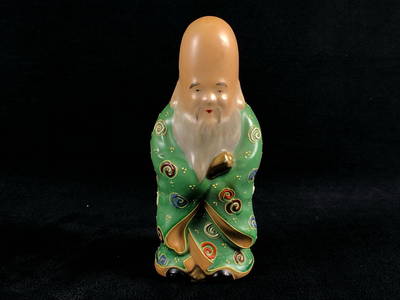 Rare Vintage Kutani 1960's Hand Painted Porcelain Gods of Good Fortune Figure Fukurokuju