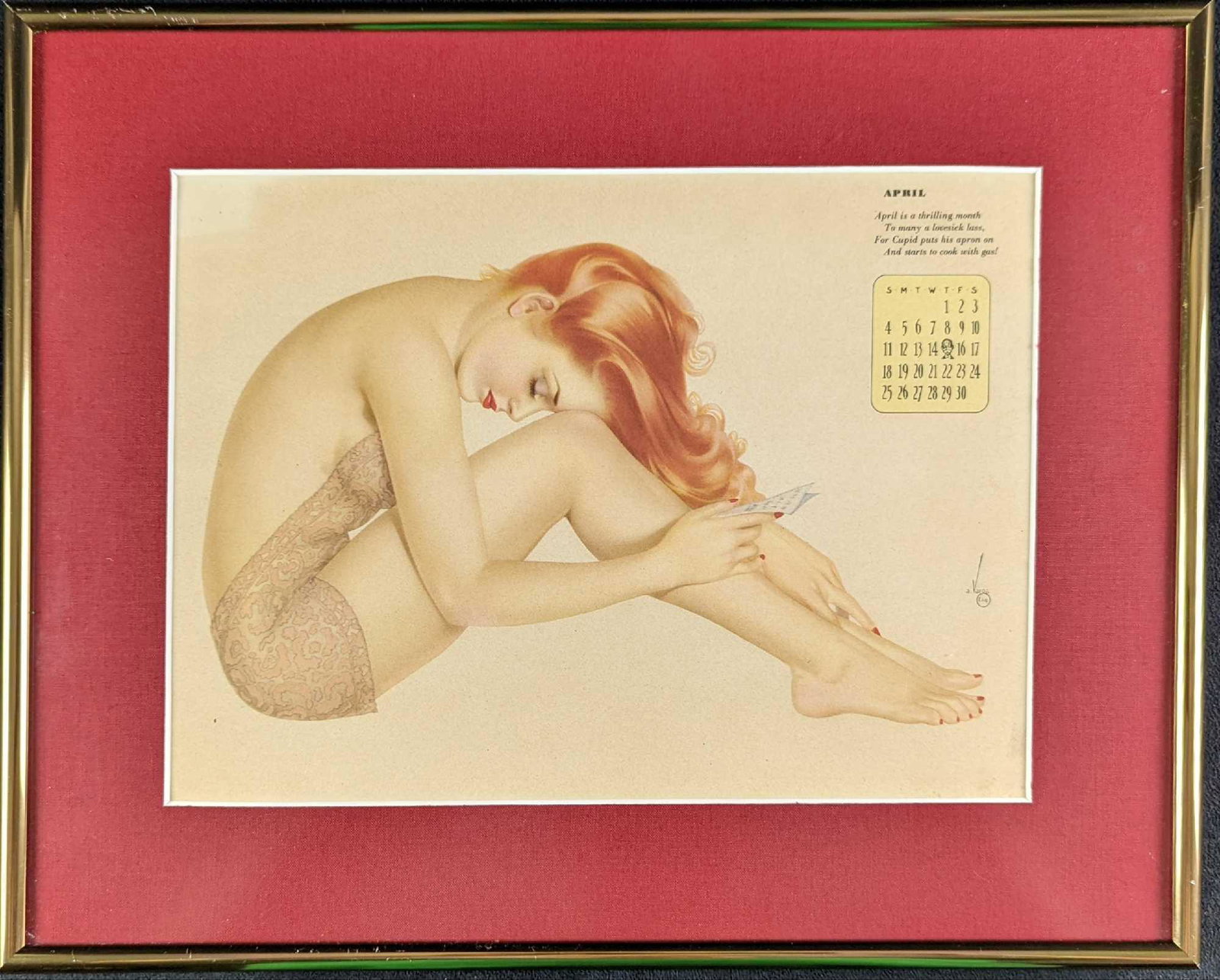 Framed April Vargas Pin Up Girl Lithograph (1 of 4)