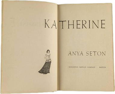 Katherine By Anya Seton Hardcover Book: "Katherine" by Anya Seton. This was published by Houghton Mifflin Company (Boston) and copyrighted in 1954. The book is approx 6" x 1 3/4" x 8 1/2" and it weighs 1.48lb. The book has some shelf-wear