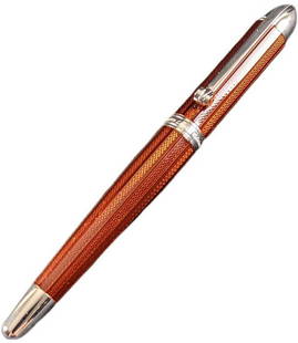 Retired LE Xezo Maestro Mahogany F Foutain Pen: This series was produced in a limited edition of 250 pieces with each pen individually numbered. This pen is #87 out of #250. The pen features a uniquely shaped solid brass body coated in 10 layers