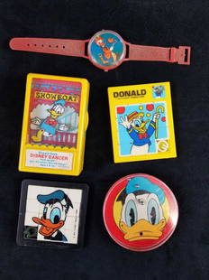 Vintage Disney Donald Duck Assorted Puzzle Games Lot of 5: 1) Vintage 1975 Showboat Disney Dancer. This Mechanical toy features a Donald Duck that dances when you spin the dial on the sides. Toy is in great used condition and dial spins freely. There are no