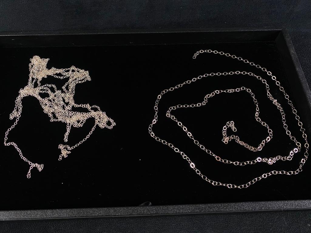 .925 Silver Jewelry Findings - Chains: .925 Silver Jewelry Findings - Chains DETAILS: Metal - .925 Sterling Silver Color - Silver Tested - Yes Size - 48" Weight - 0.9 oz Markings - none Maker - unknown Stones - none Style - link chain Cond