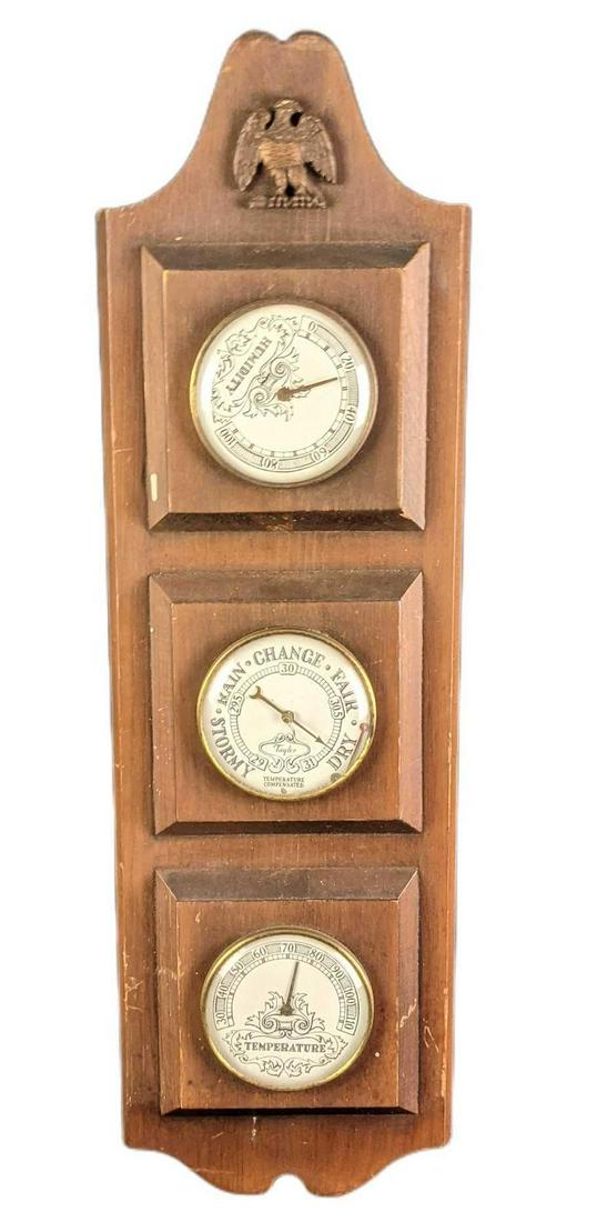 Hanging Vintage Wood Eagle Taylor Instrument Temperature Compensated Humidity (1 of 6)