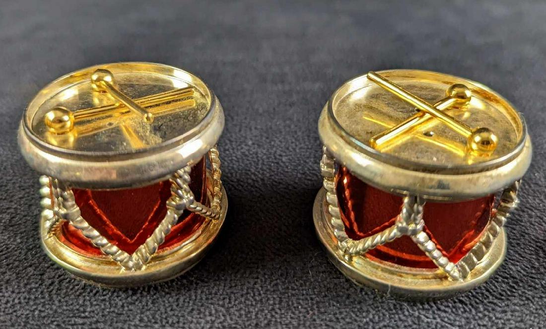 Godinger Silver Salt And Pepper Shaker Set Red Enameled Drum (1 of 9)