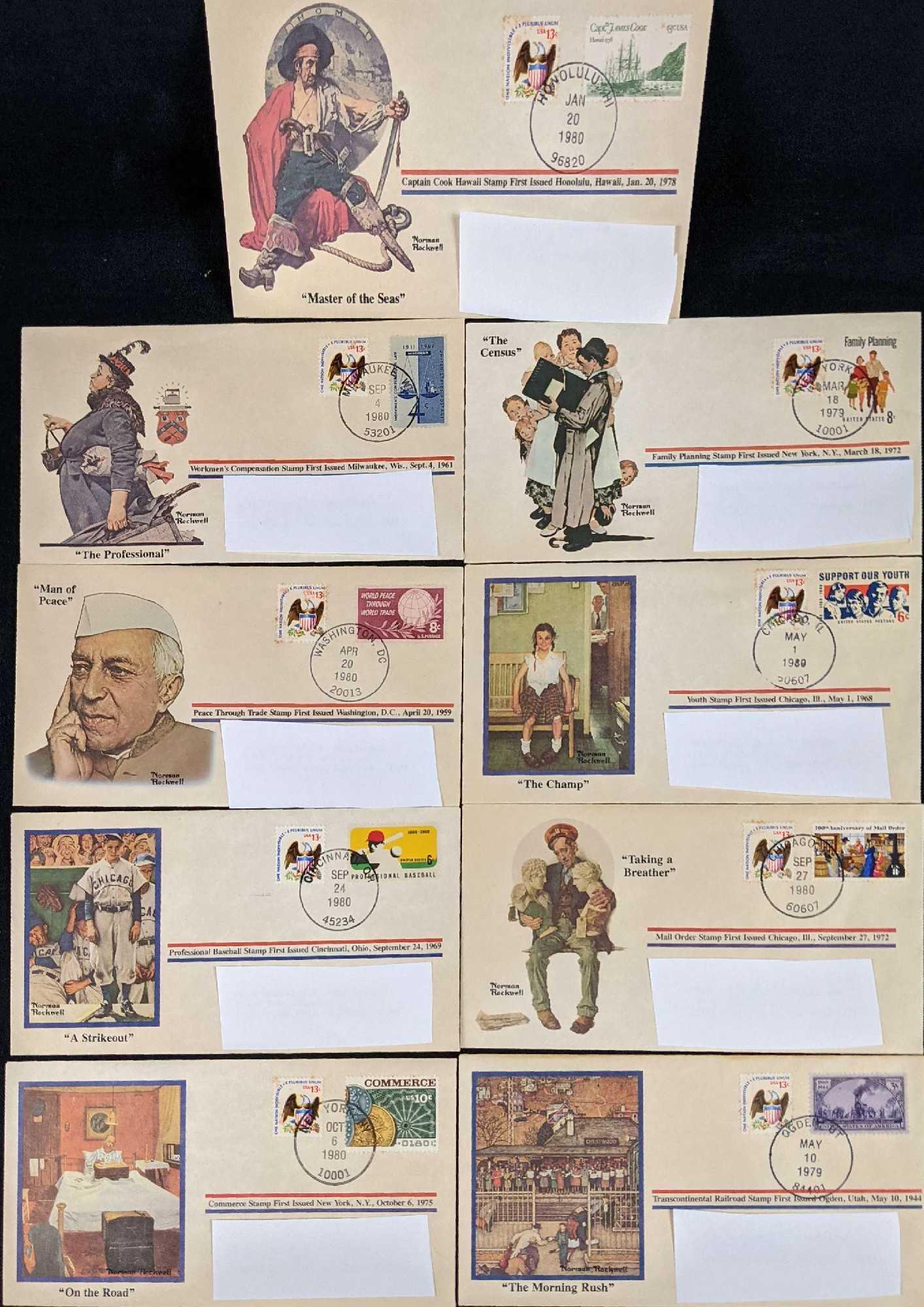 Nine Norman Rockwell Day Envelopes With Stamps (1 of 5)