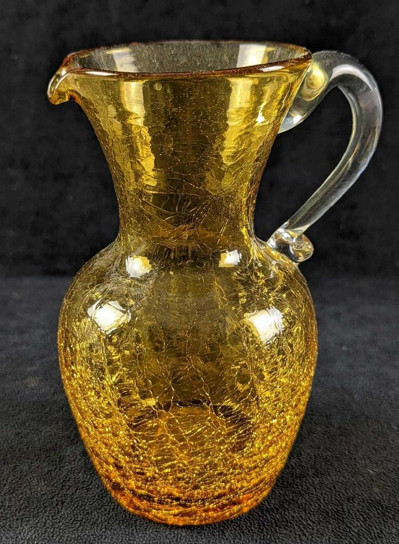 Vintage Amber Crackle Glass Small Pitcher Vase May 12, 2022 Rapid