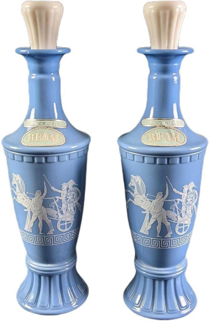 2 Vintage Jim Beam OLYMPIAN Glass Decanter Bottles (1 of 8)