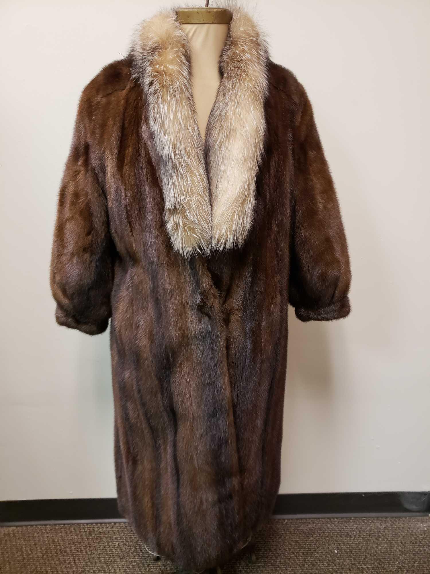 Morin Fourrures Mink Fur Coat with Fox Fur Collar (1 of 7)